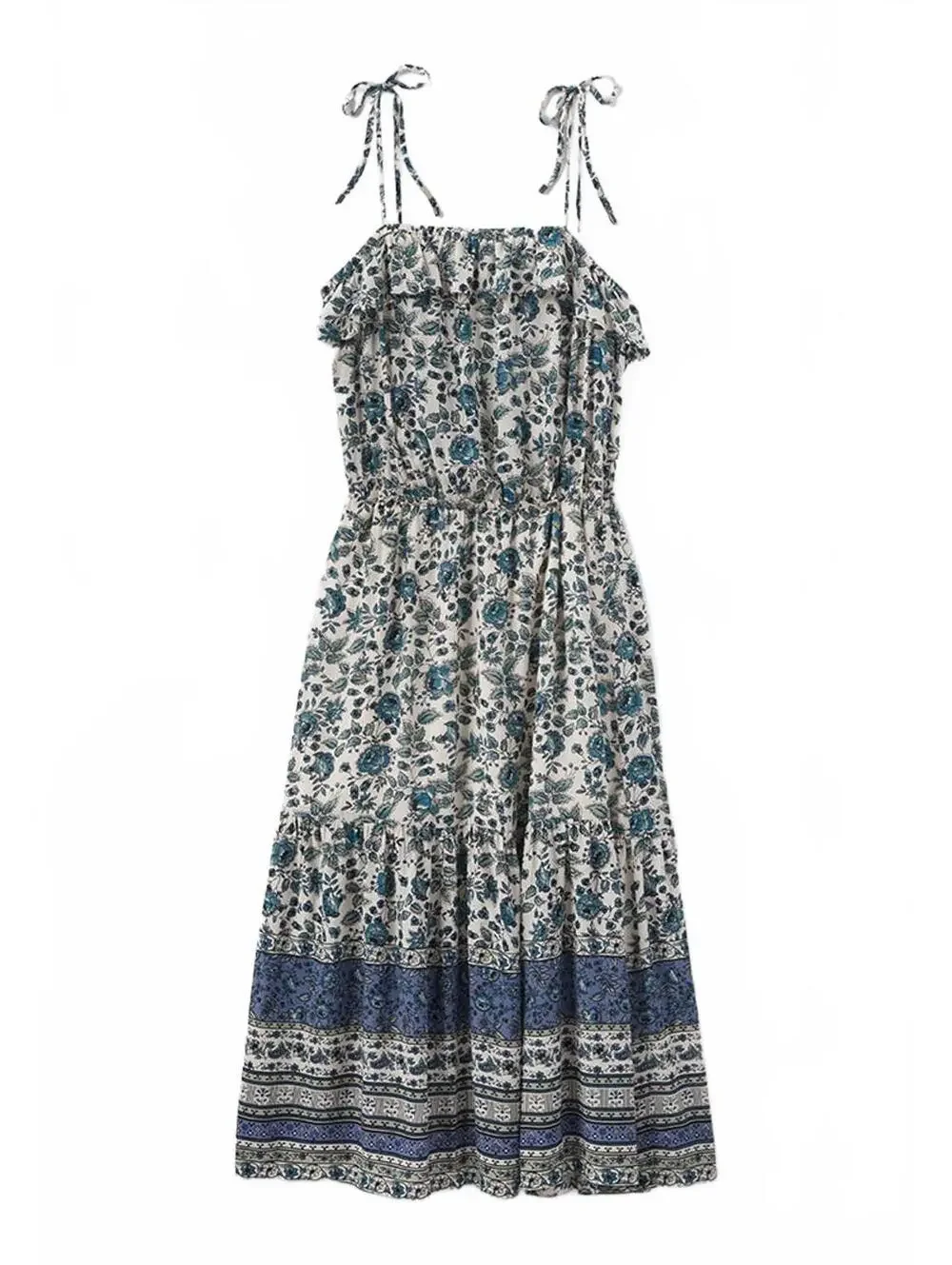 Matilda Jane Good Hart Maisie Floral Ruffle Midi Dress Large Blue White - Picture 1 of 9